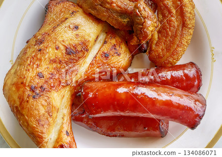 Grilled chicken and sausage 134086071