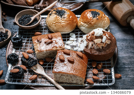 Banana cake and buns 134086079