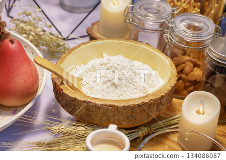 Bowl of white flour 134086087