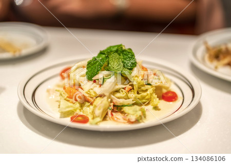 Thai shrimp herb salad 134086106