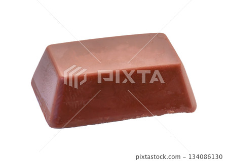 Brown chocolate block isolated 134086130