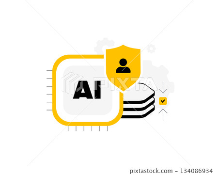 AI data minimization principle icon concept. Secure processing ai data minimization - collect no more data than necessary for privacy-compliant models. 2026 ethics in machine learning illustration AI data minimization principle icon concept. Secure processing ai data minimization - collect no more data than necessary for privacy-compliant models. 2026 ethics in machine learning illustration 134086934