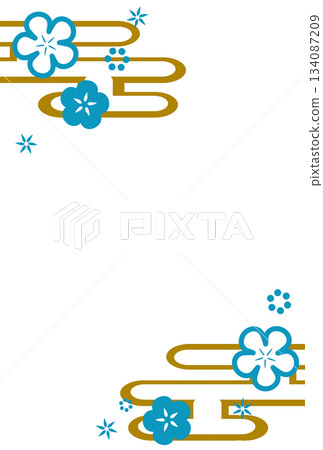 Light blue simple flower and haze Japanese style frame Light blue simple flower and haze Japanese style frame 134087209