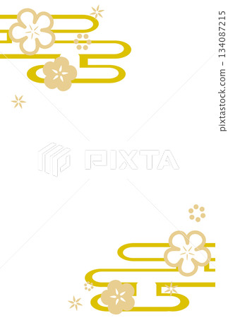 Light yellow simple flower and haze Japanese style frame 134087215