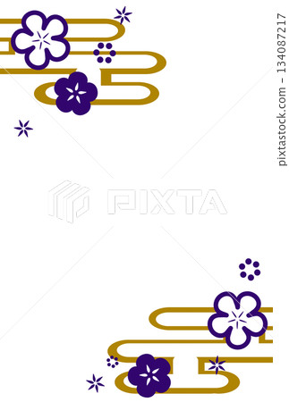 Purple simple flower and haze Japanese style frame 134087217