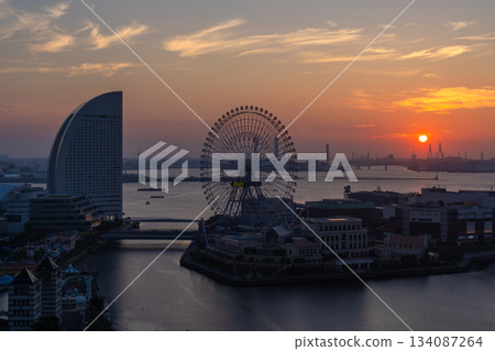 神奈川縣：橫濱灣地區的黎明 134087264