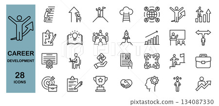Career development and skill improvement line icon set Career development and skill improvement line icon set 134087330