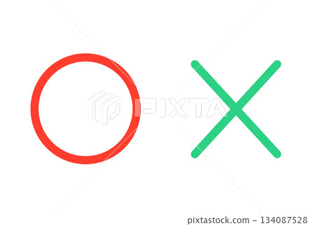 Red and green | Simple circle and cross mark 134087528