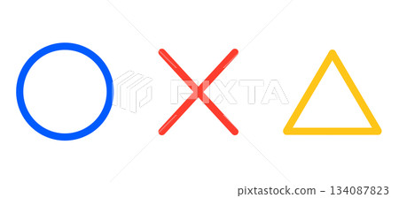 簡單的正方形、十字形和三角形插圖 134087823