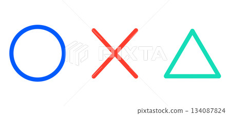 簡單的正方形、十字形和三角形插圖 134087824