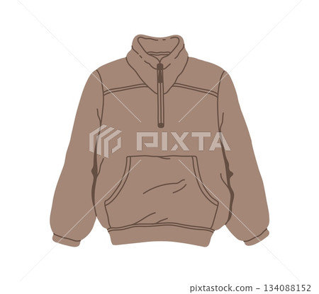 Winter wardrobe brown jacket, cold season apparel. Cold weather garment isolated element, warm clothes vector item. Winter wardrobe brown jacket or hoodie cartoon sticker or accessory Winter wardrobe brown jacket, cold season apparel. Cold weather garment isolated element, warm clothes vector item. Winter wardrobe brown jacket or hoodie cartoon sticker or accessory 134088152