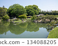 Spring in Korakuen Garden: A garden with a pond Spring in Korakuen Garden: A garden with a pond 134088205