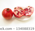 Red pomegranate and its cross section 134088319