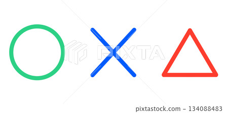 簡單的圓形、十字形和三角形標記 134088483