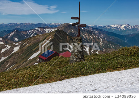 View of Mt. Tanigawa, Katanogoya hut, and the Joetsu border ridgeline, Mt. Naeba 134089056