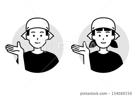 Icon set of male and female izakaya waiters providing guidance Icon set of male and female izakaya waiters providing guidance 134089150