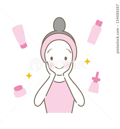 女性正在考慮護膚 134089267