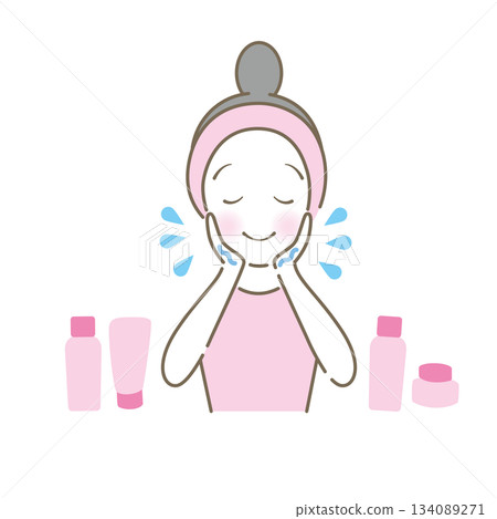Women washing their face Women washing their face 134089271