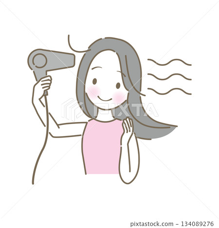 一個穿著吹風機的女人的插圖 一個穿著吹風機的女人的插圖 134089276