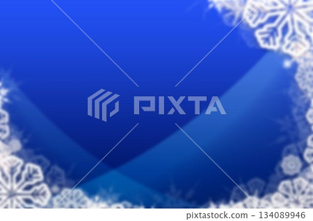 Abstract winter flat design background is showing deep blue gradient with white snowflake border 134089946