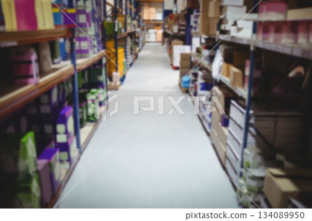 Products arranged on rack 134089950