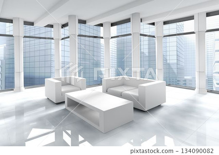 Modern room overlooking city Modern room overlooking city 134090082