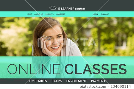 Composite image of e-learning interface on screen Composite image of e-learning interface on screen 134090114