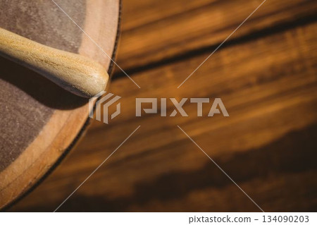Cropped wooden stick and bodhran 134090203