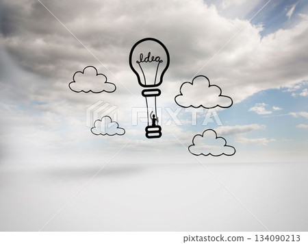 Idea hot air balloon on blue sky 134090213