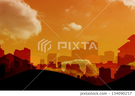 Digital composite image of cityscape 134090257