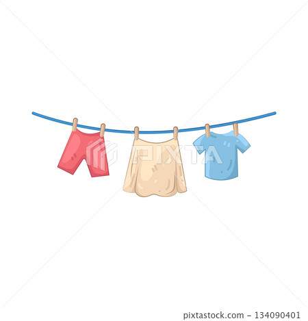 Illustration of drying clothes Illustration of drying clothes 134090401