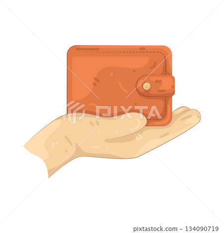 Illustration of hand holding wallet Illustration of hand holding wallet 134090719
