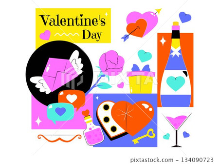 Happy Valentine's Day Vector Illustration on February 14 Featuring Heart Love Symbolizing Couple Affection in Flat Cartoon Pink Holiday Background Happy Valentine's Day Vector Illustration on February 14 Featuring Heart Love Symbolizing Couple Affection in Flat Cartoon Pink Holiday Background 134090723