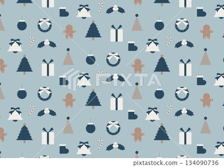 Christmas item pattern (blue/brown) Christmas item pattern (blue/brown) 134090736