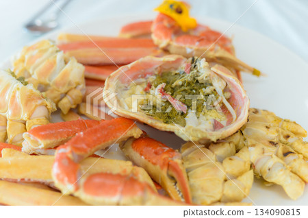 Deliciously Steamed and Prepared Red Snow Crab Dish (Daeguetjim) in Korea 134090815