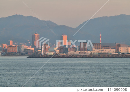 Cityscape: Morning near Kobe Port, Toyahama-cho, Hyogo Ward, Kobe Lighthouse and Mount Kikusui Cityscape: Morning near Kobe Port, Toyahama-cho, Hyogo Ward, Kobe Lighthouse and Mount Kikusui 134090908