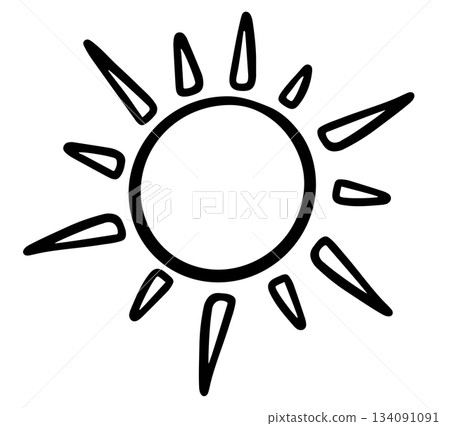 Hand drawn sun outline for kid colouring, summer break, sticker, picnic, park, beach vibe, patch, hot season, warm weather, temperature, earth, nature, garden, outdoor, playtime, exercise, running Hand drawn sun outline for kid colouring, summer break, sticker, picnic, park, beach vibe, patch, hot season, warm weather, temperature, earth, nature, garden, outdoor, playtime, exercise, running 134091091