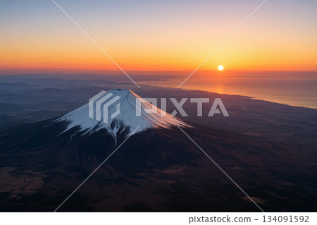 Mount Fuji sunrise aerial image 134091592