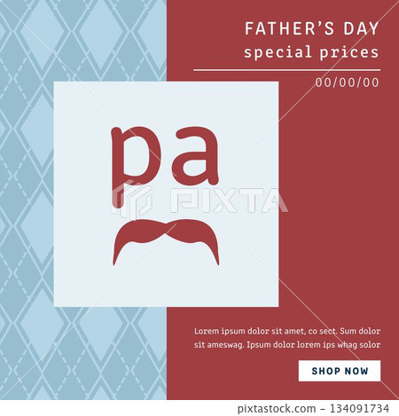 Text with mustache on greeting card Text with mustache on greeting card 134091734