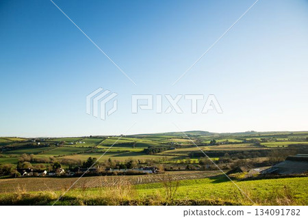 Scenic landscape with green hills Scenic landscape with green hills 134091782