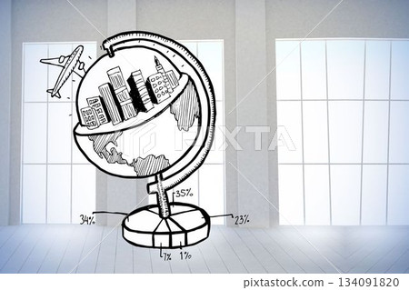 Global tourism doodle in a room Global tourism doodle in a room 134091820