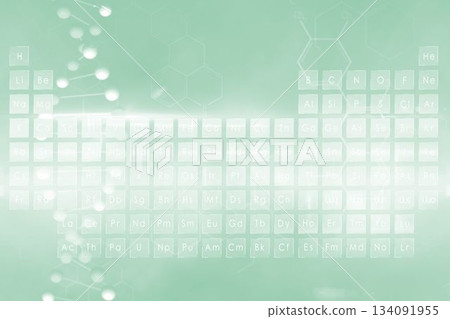 Periodic table against green background Periodic table against green background 134091955