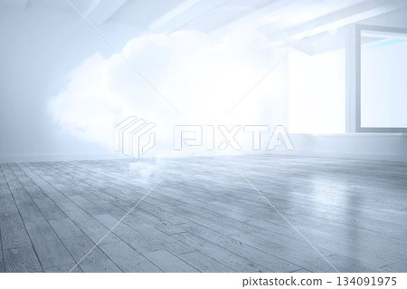Room with holographic cloud 134091975