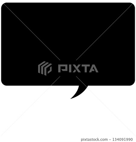Black speech bubble is being shown on white canvas, with small tail, rounded corners, copy space Black speech bubble is being shown on white canvas, with small tail, rounded corners, copy space 134091990
