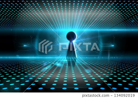Keyhole on technological glowing background Keyhole on technological glowing background 134092019