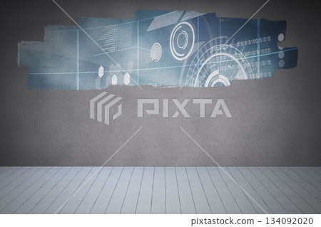 Display on wall showing technology interface Display on wall showing technology interface 134092020