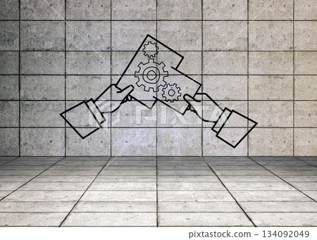 Cogs graphic in grey room Cogs graphic in grey room 134092049