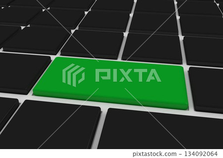 Black keyboard with green key Black keyboard with green key 134092064