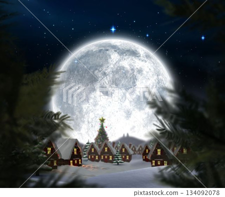 Christmas village under full moon 134092078