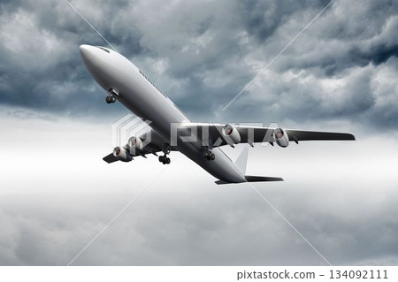 3D plane flying in the sky 3D plane flying in the sky 134092111